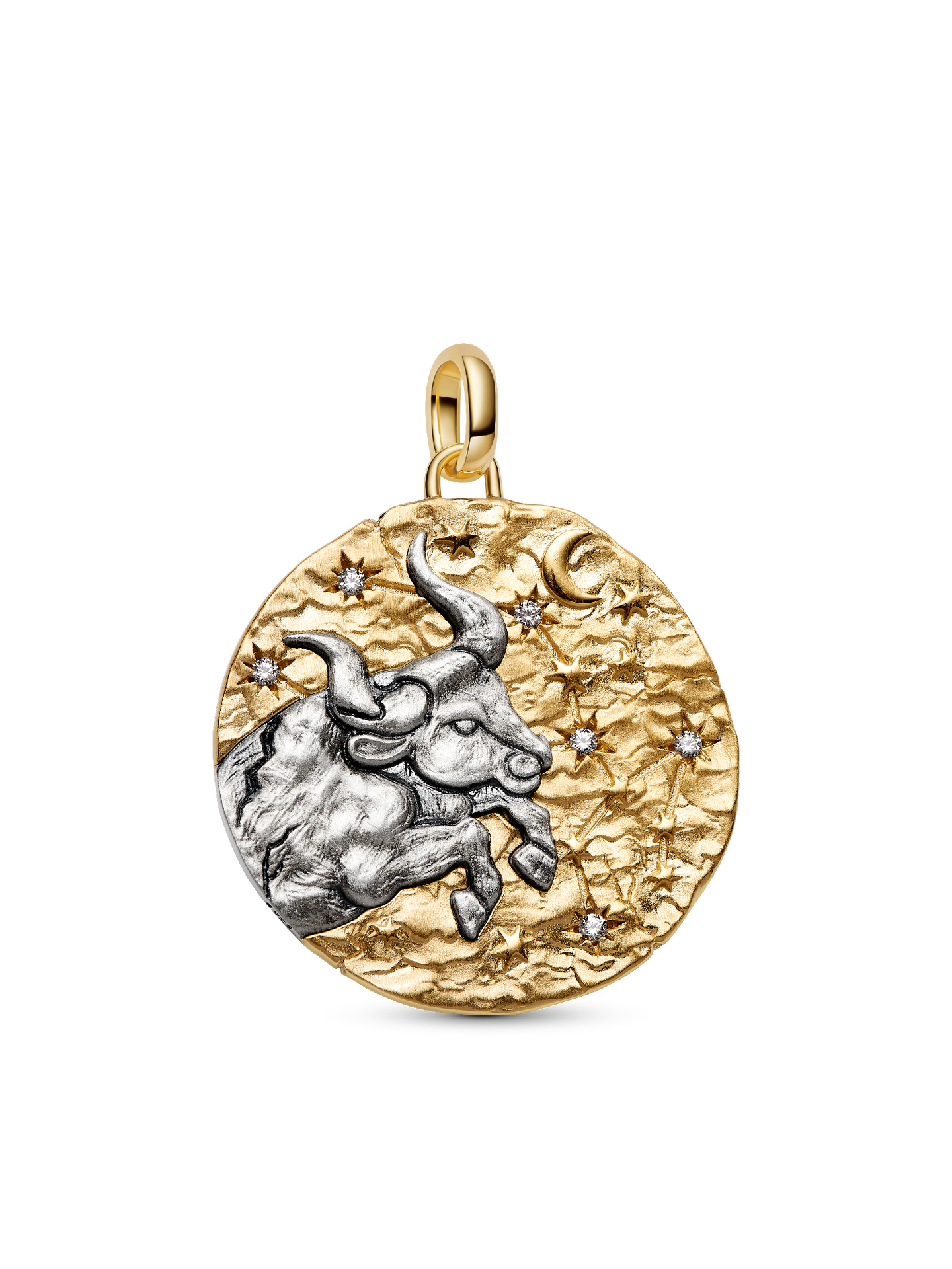 Женский шарм Pandora Taurus Zodiac Oversized Medallion Charm, цвет: Двухцветный — фото 1