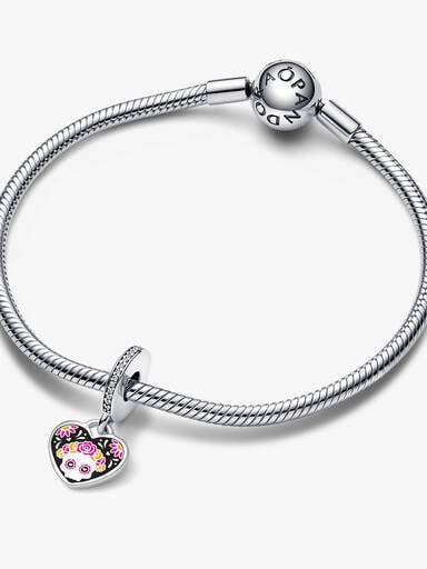 Day of the Dead Sugar Skull Heart Dangle Charm