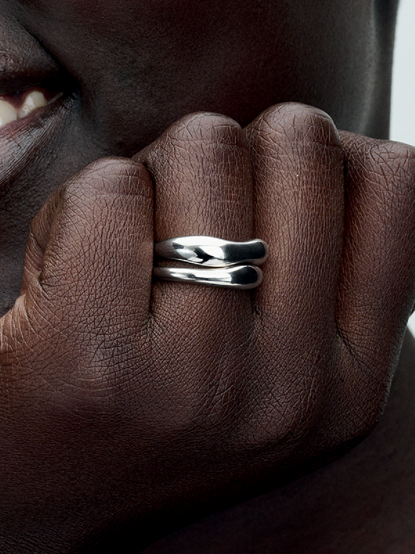 Женские кольца Pandora Organically Shaped Stacking, Sterling silver, цвет: Серебро — фото 3