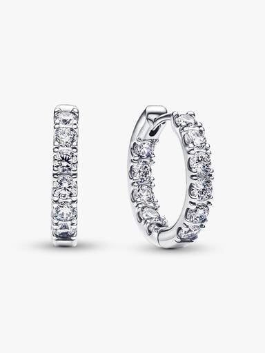Sparkling Row Eternity Hoop Earrings