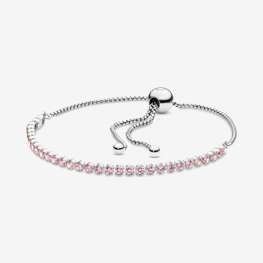 FINAL SALE - Pink Sparkling Slider Tennis Bracelet image number 0