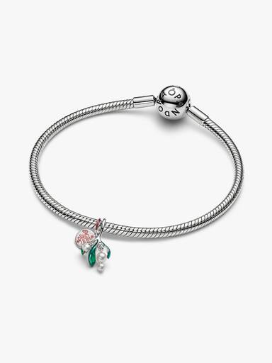 Mistletoe Dangle Charm, Platinum Plated