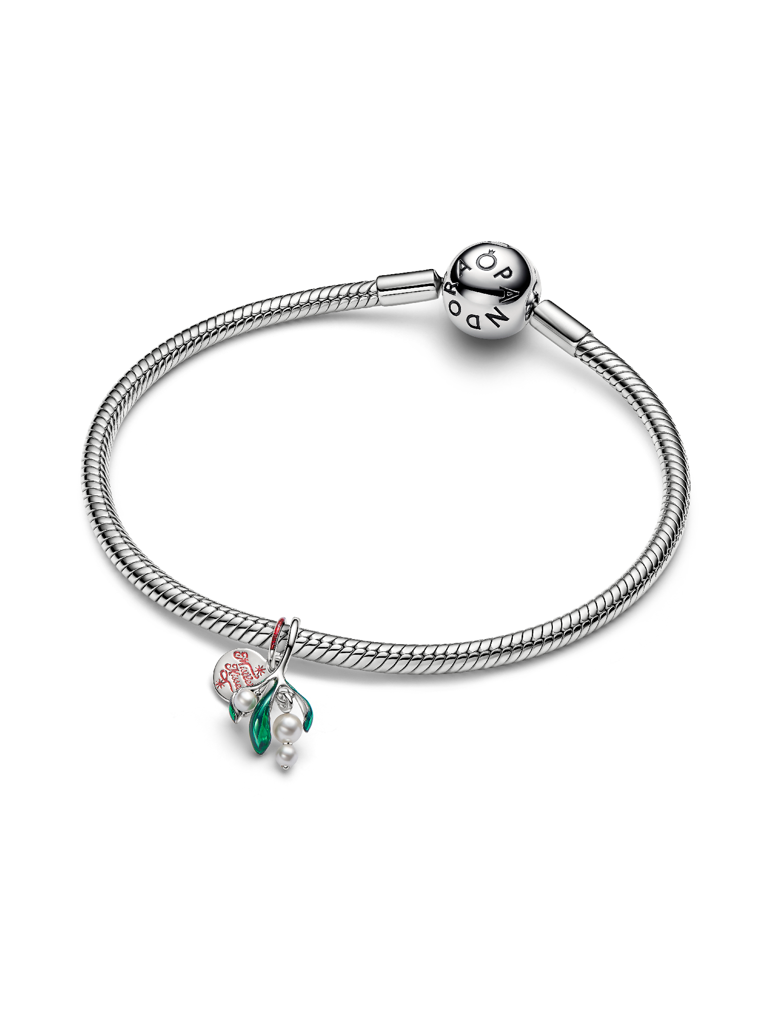 Mistletoe Dangle Charm, Platinum Plated