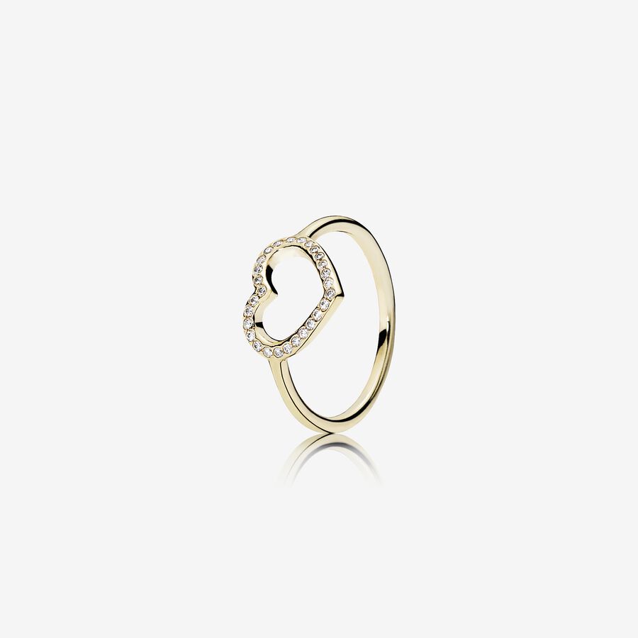 FINAL SALE - Captured Heart Ring, 14K Gold & Clear CZ image number 0