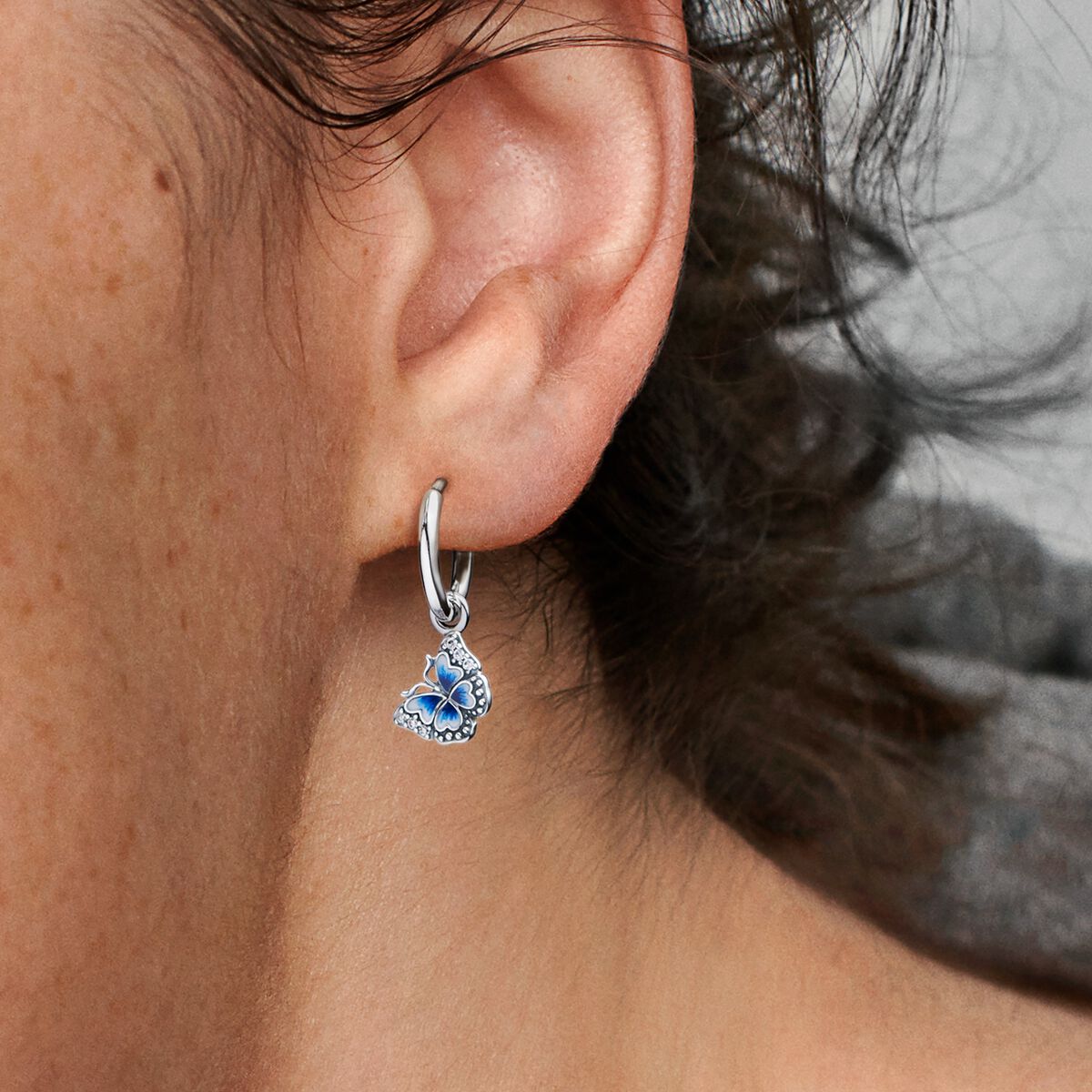 Blue Butterfly Hoop Earrings | Sterling silver | Pandora US