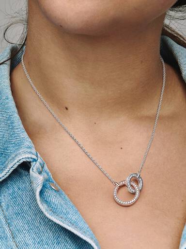 Pandora Signature Two tone Intertwined Circles Necklace