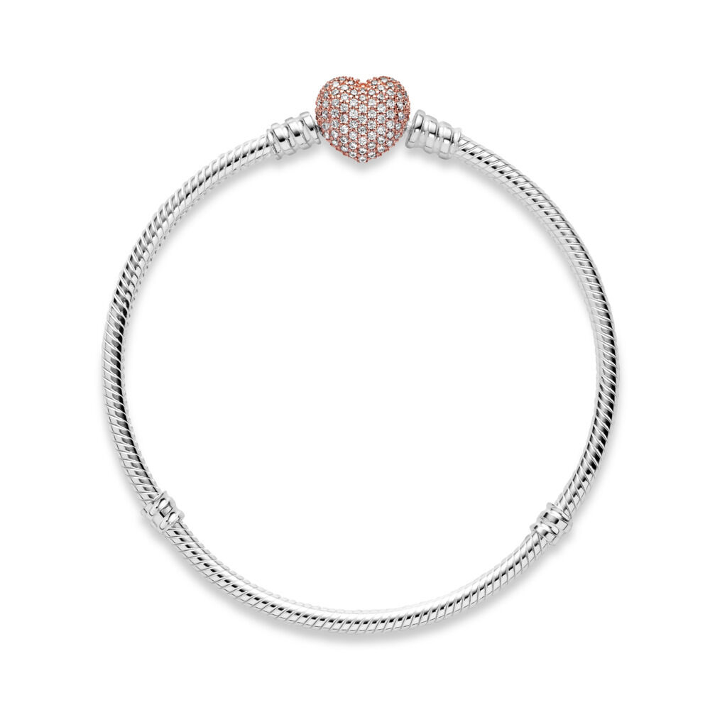 Sterling Silver Bracelet with Pandora Rose™ Pavé Heart Clasp