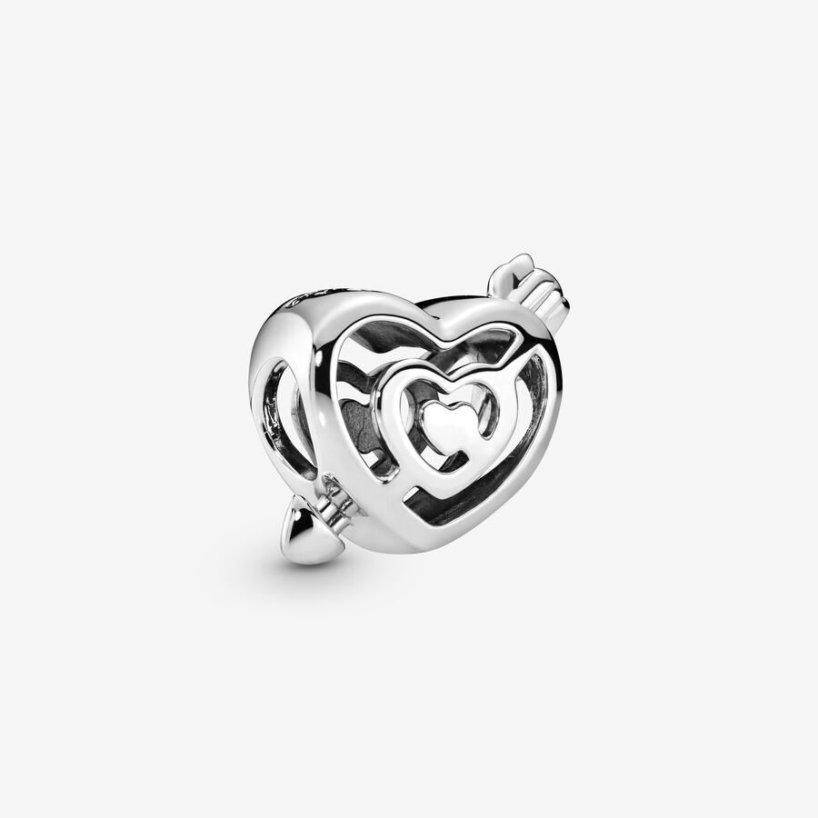 FINAL SALE - Openwork Heart Labyrinth & Arrow Charm image number 0