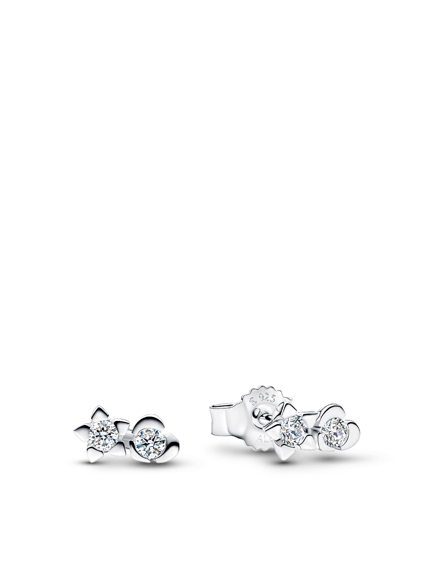 Женские серьги Pandora Talisman Sterling Silver Lab-Grown Diamond Heart & Star, цвет: Серебро — фото 1