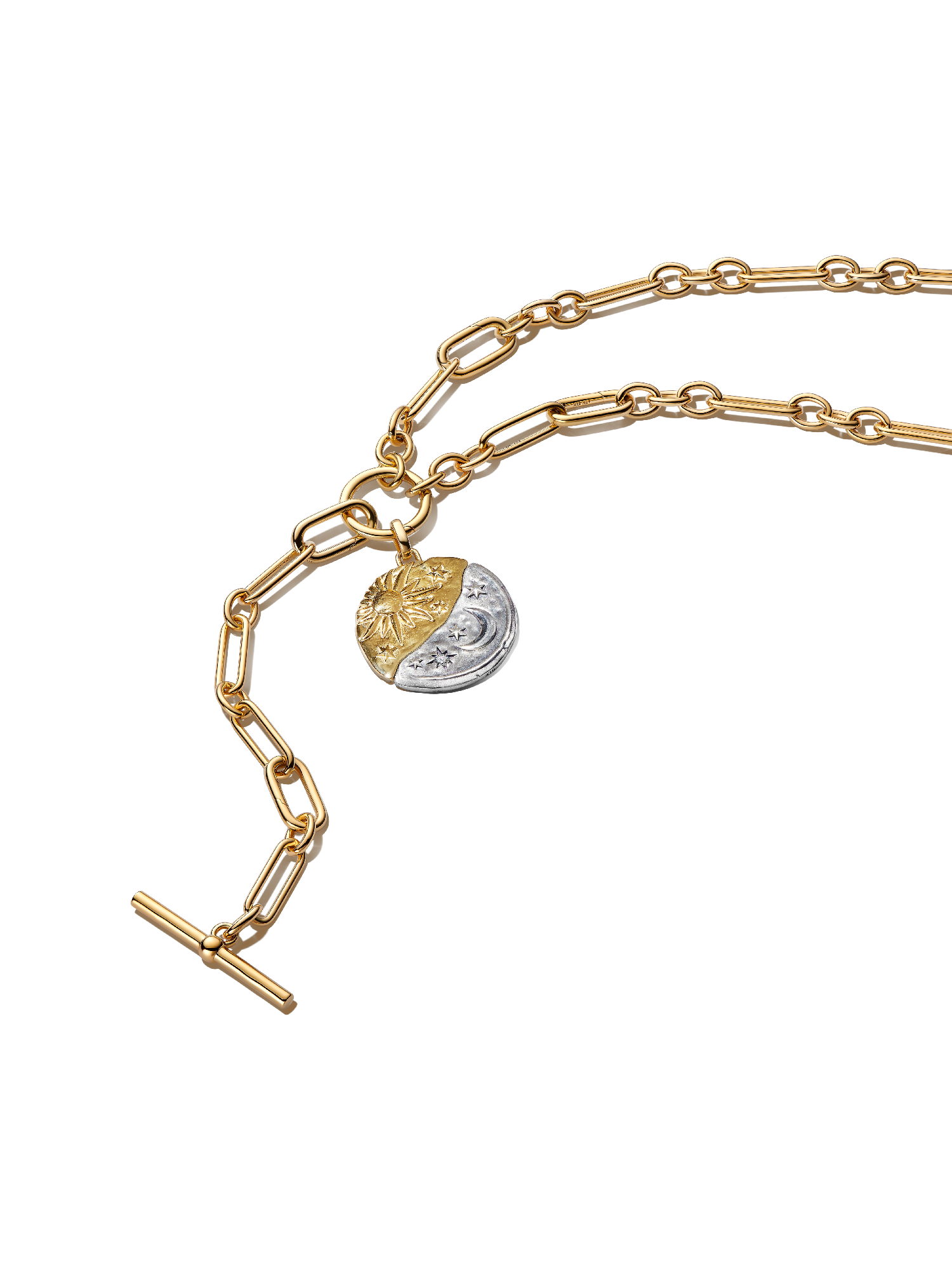 Oversized Sun & Moon Medallion Necklace Set
