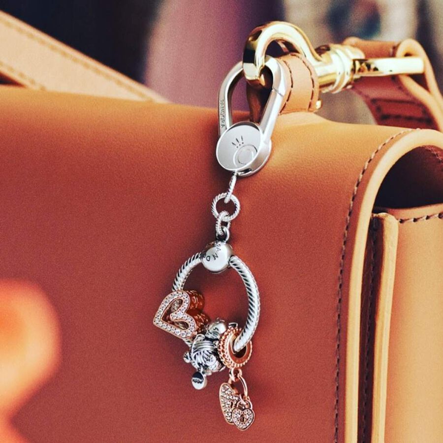 New 100% Authentic PANDORA Moments Small Bag Charm Holder Key Chain  399567C00