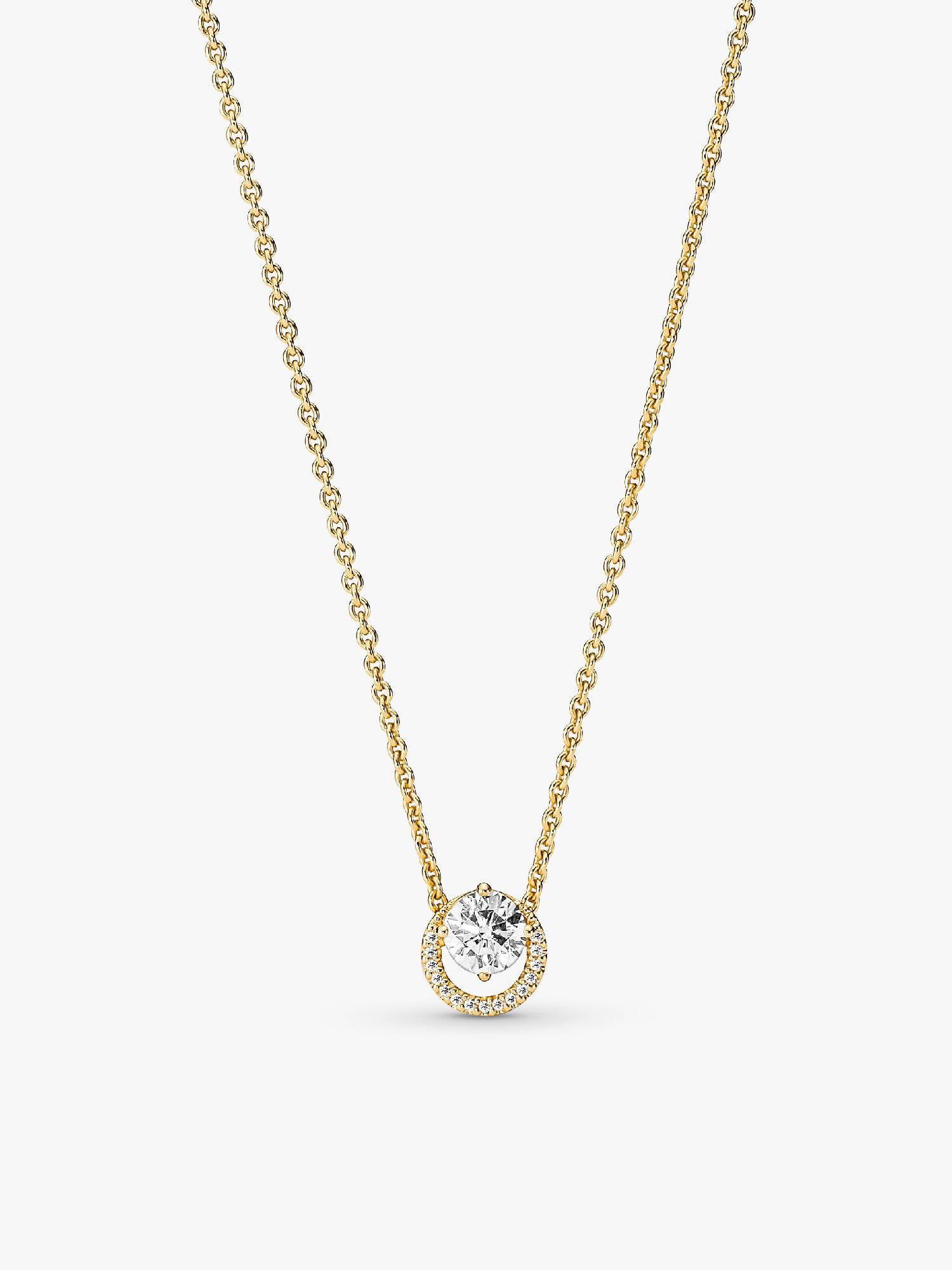 Sparkling Round Halo Pendant Collier Necklace