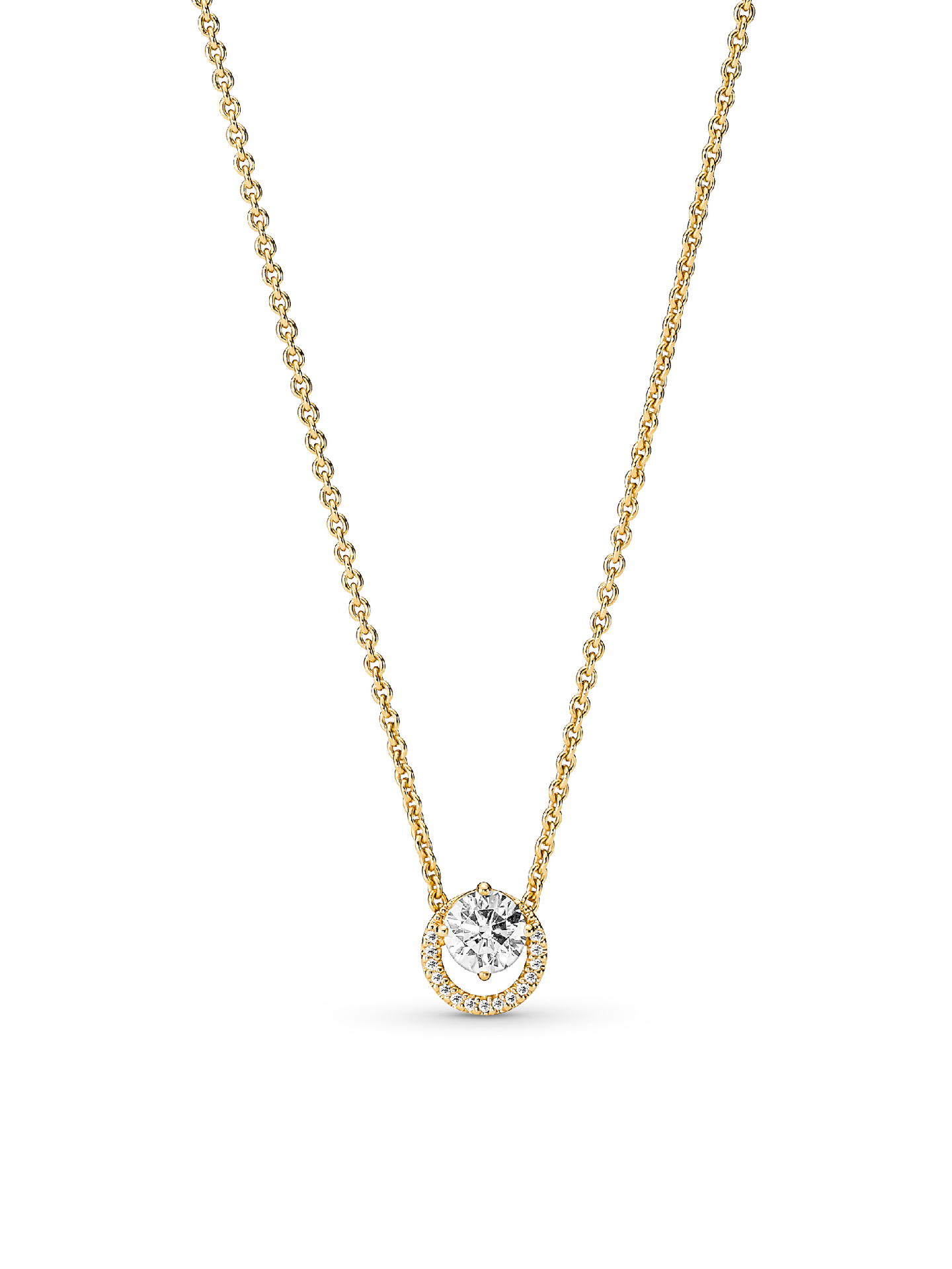Женское колье Pandora Sparkling Round Halo Pendant Collier, Gold plated, цвет: Позолоченный — фото 1