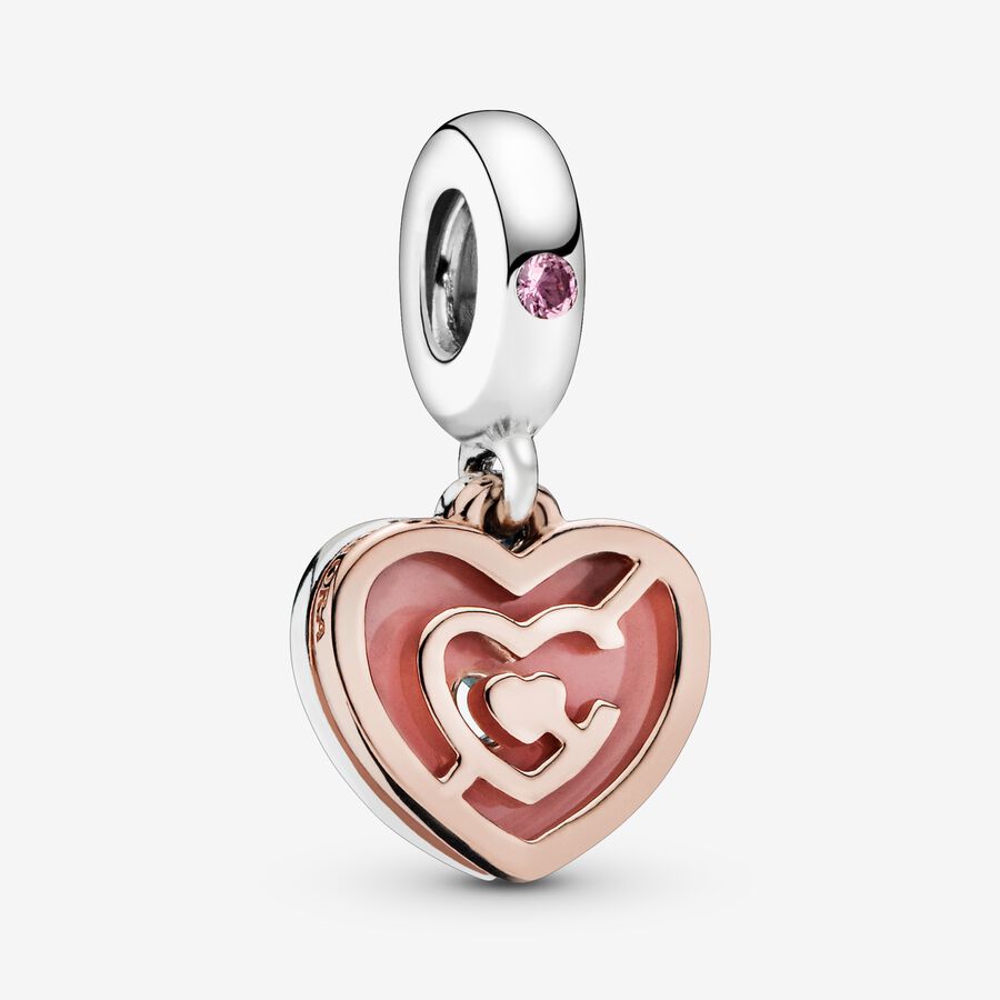 FINAL SALE - Pink Heart Labyrinth Dangle Charm image number 0
