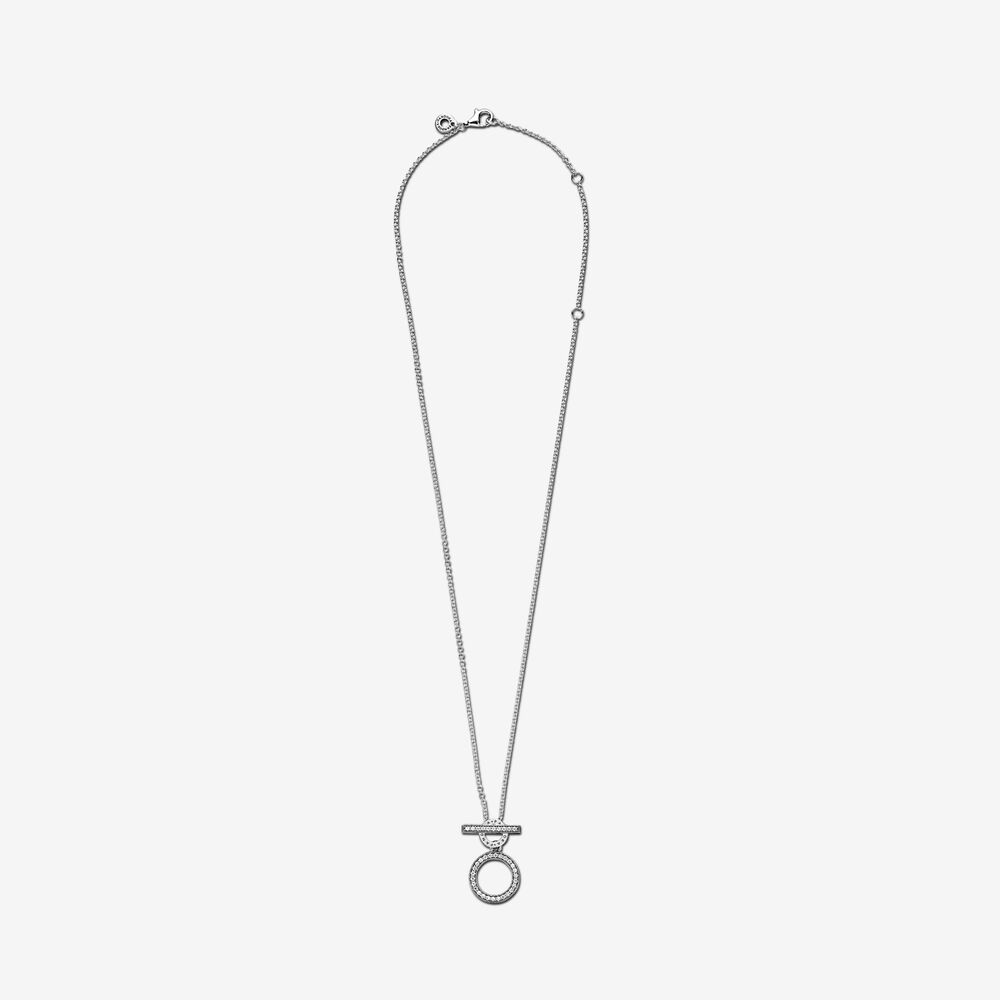 Double Hoop T-bar Necklace | Pandora US