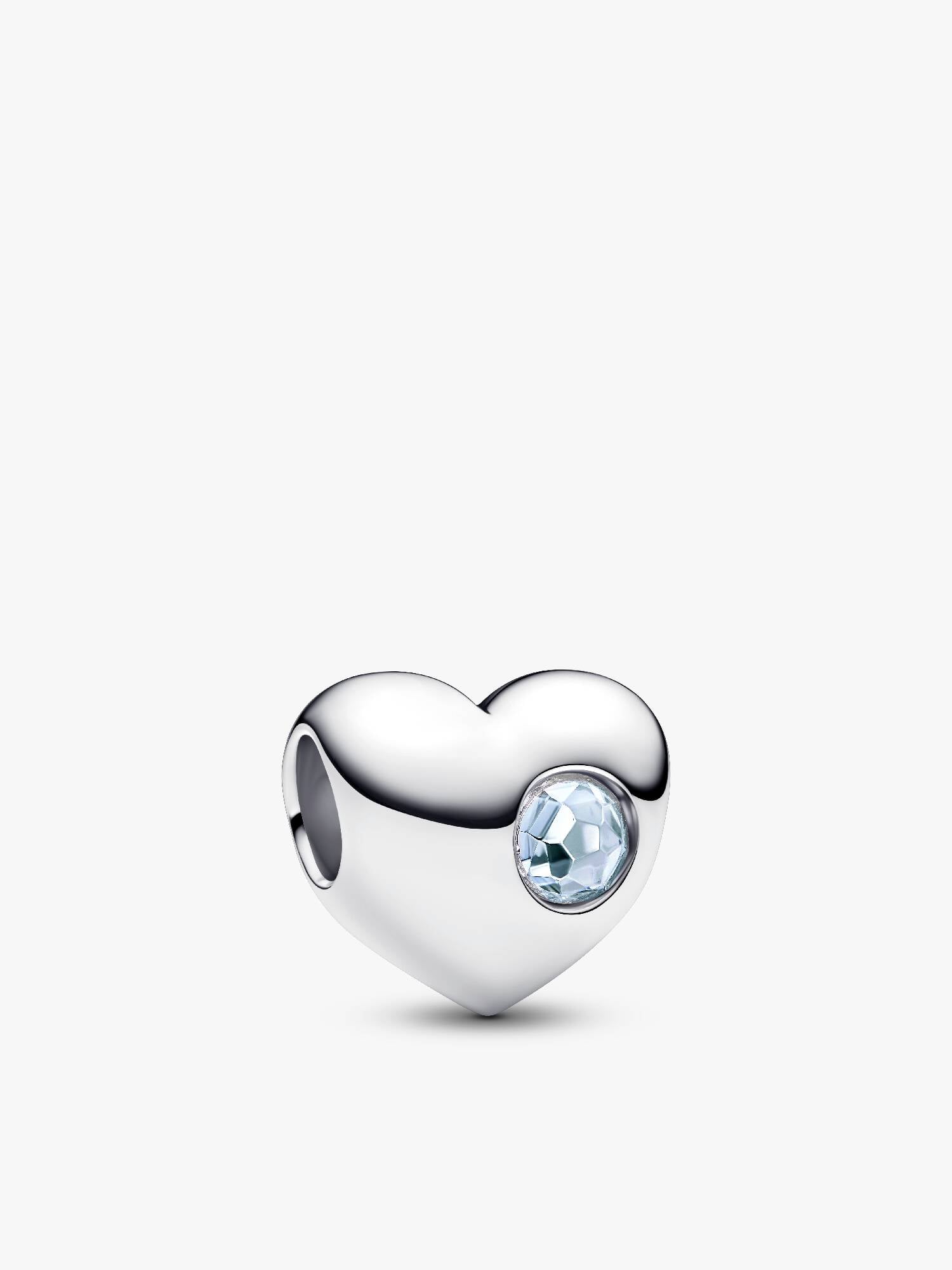 March Engravable Sea Aqua Blue Stone Heart Charm