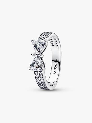 Sparkling Bow Double-row Ring