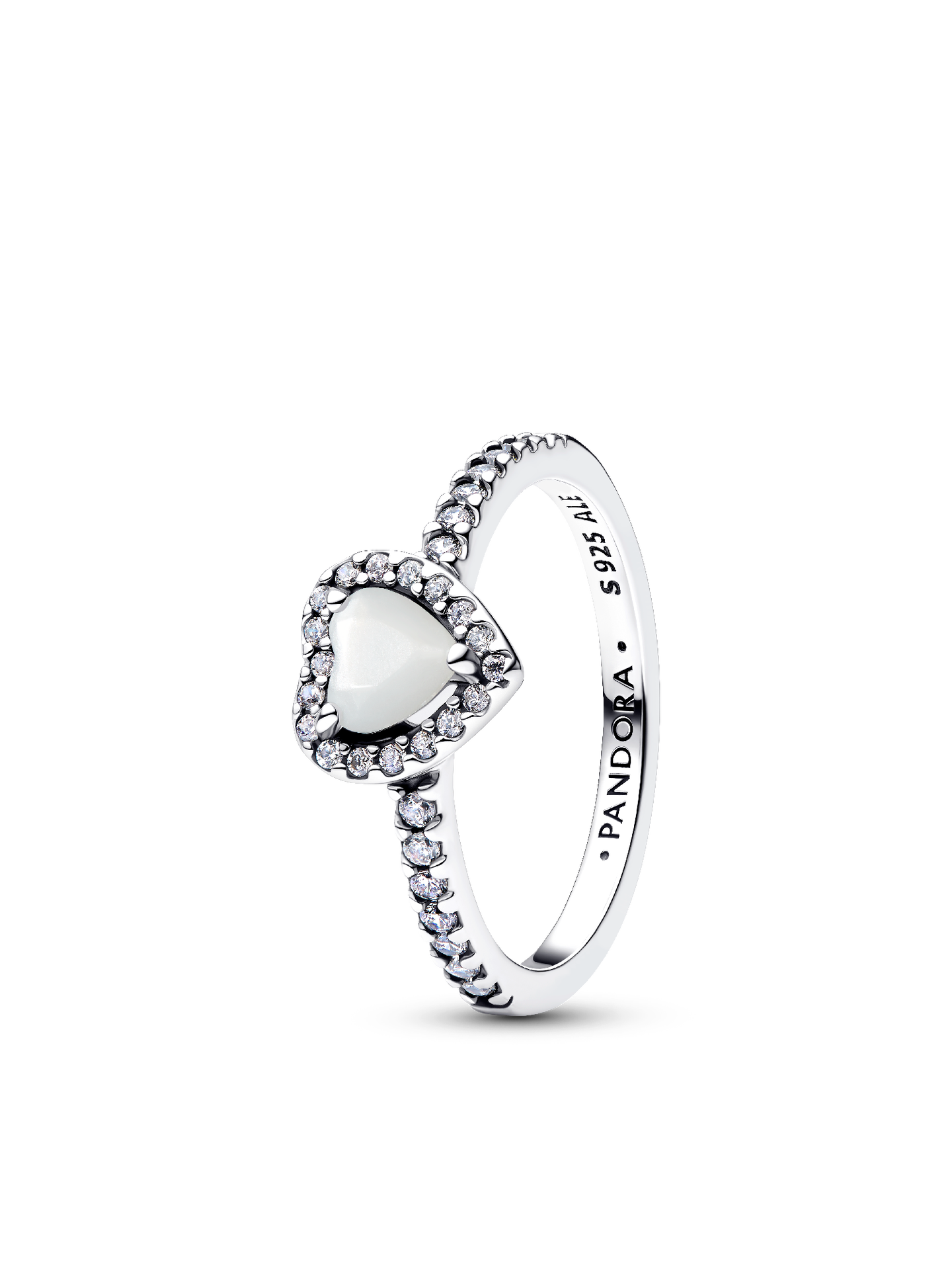 Женское кольцо Pandora Elevated White Heart, цвет: Серебро — фото 1