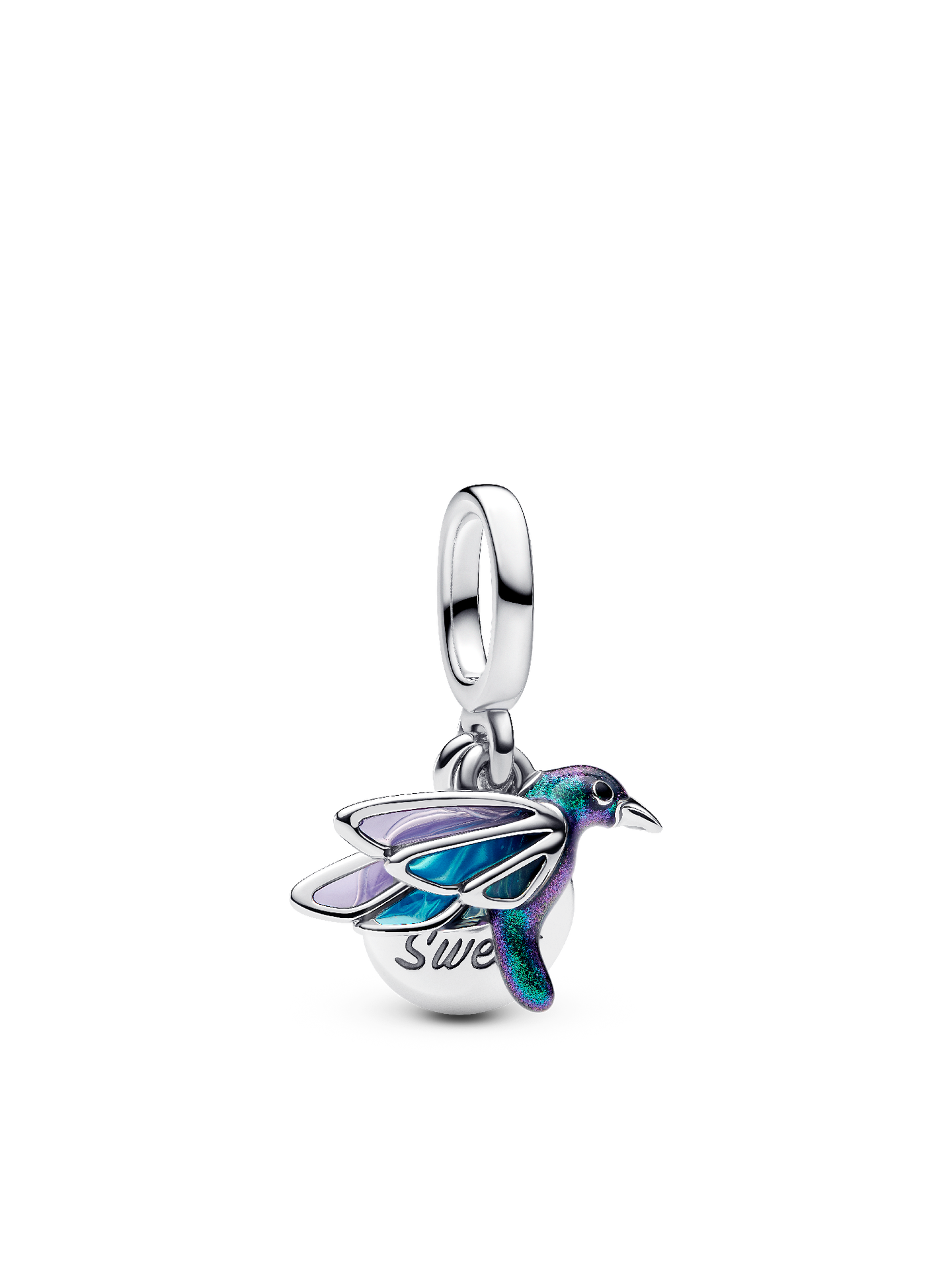 Женский шарм Pandora Hummingbird Double Dangle Charm, цвет: Серебро