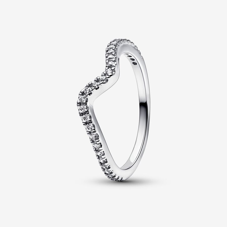Sparkling Wave Ring, Sterling silver
