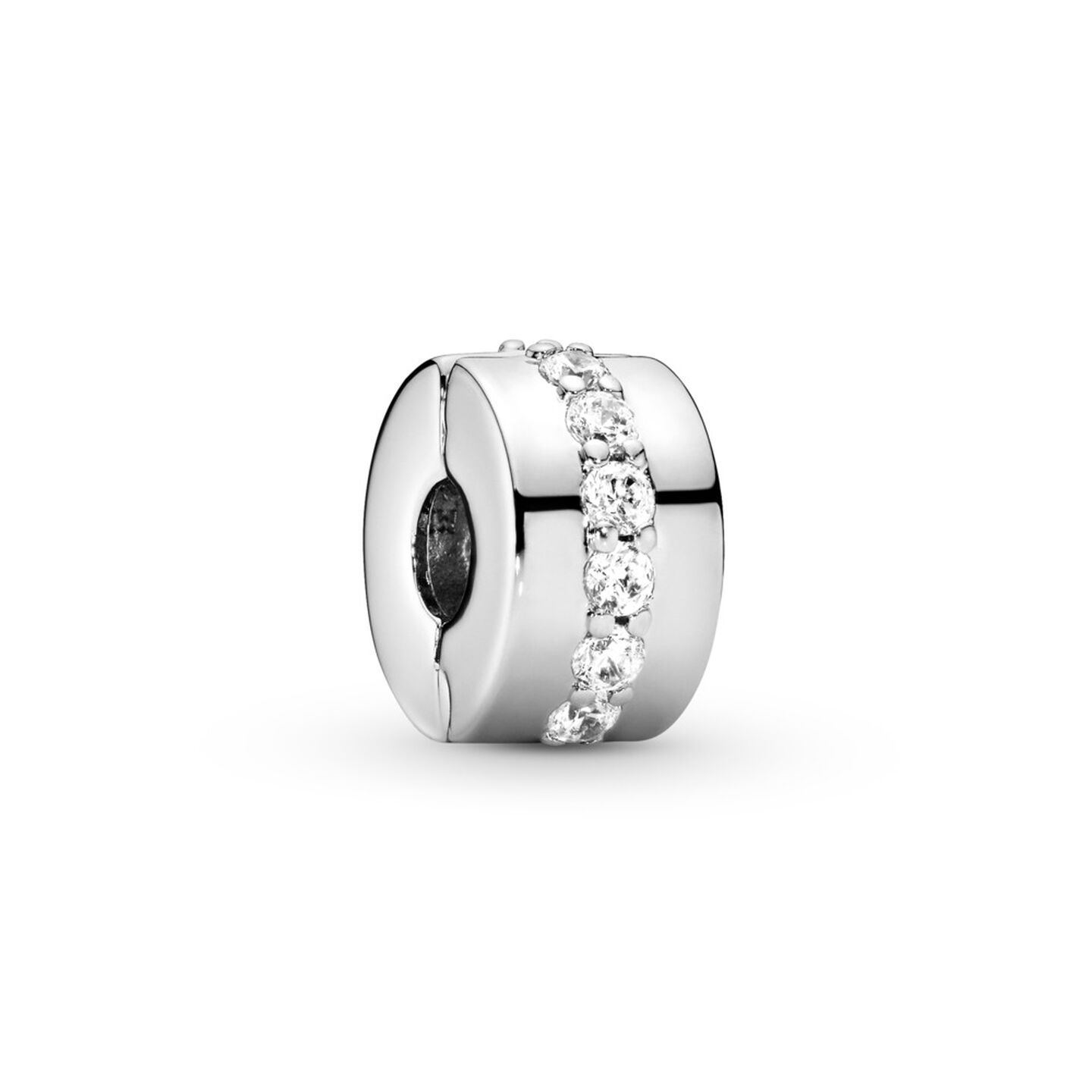 Женский шарм Pandora Clear Sparkling Row Clip Charm, Sterling silver, цвет: Серебро — фото 2