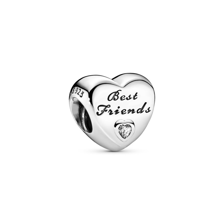 S925 Sliver Family Charm Sparkling Mom Heart Charms Wife Love Heart Charm  Fit Original Pandora Charm Bracelet For Mather's Day