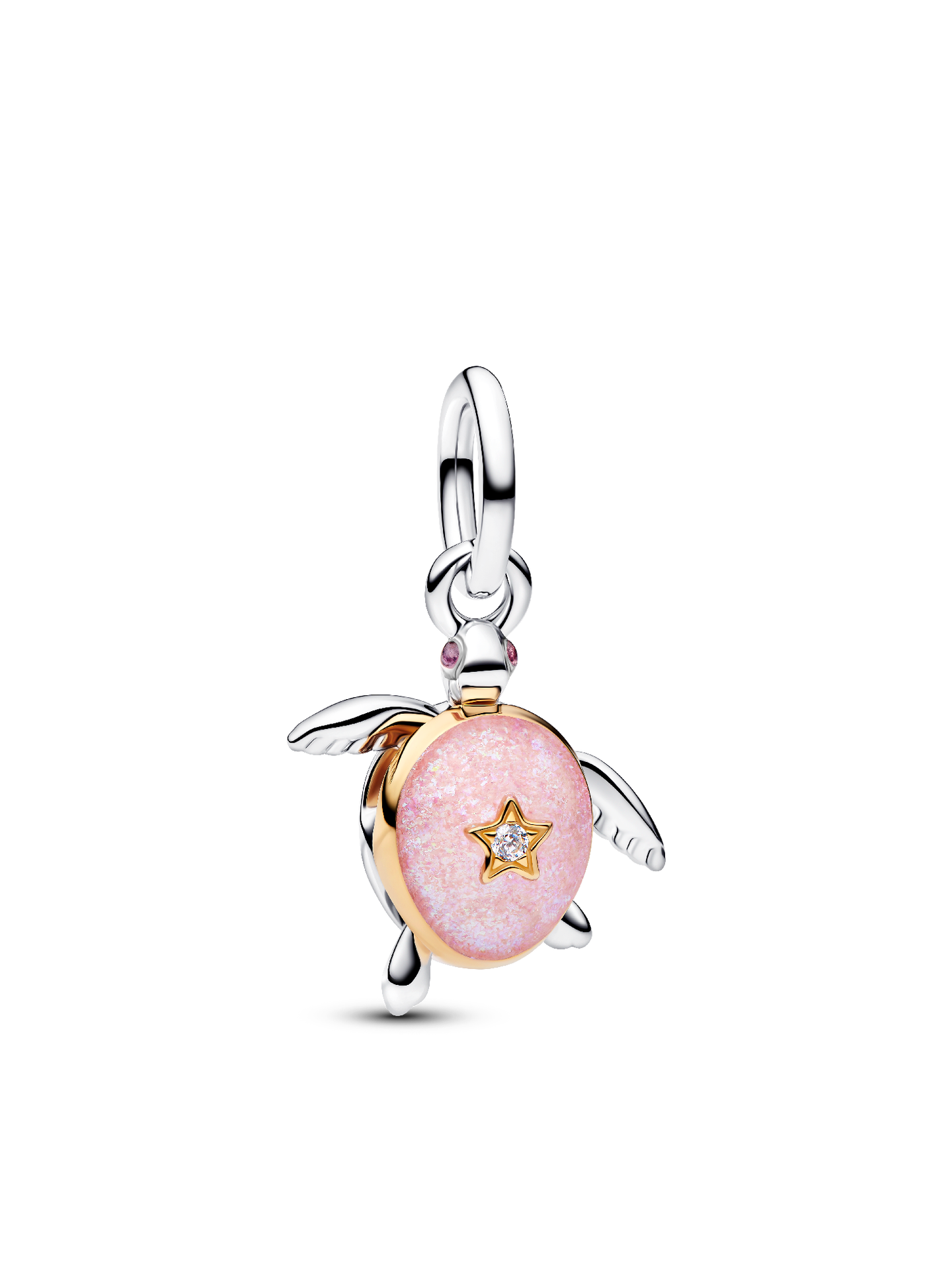 Женский шарм Pandora 2026 Pink Sea Turtle Lab-grown Diamond Dangle Charm, цвет: Двухцветный — фото 1