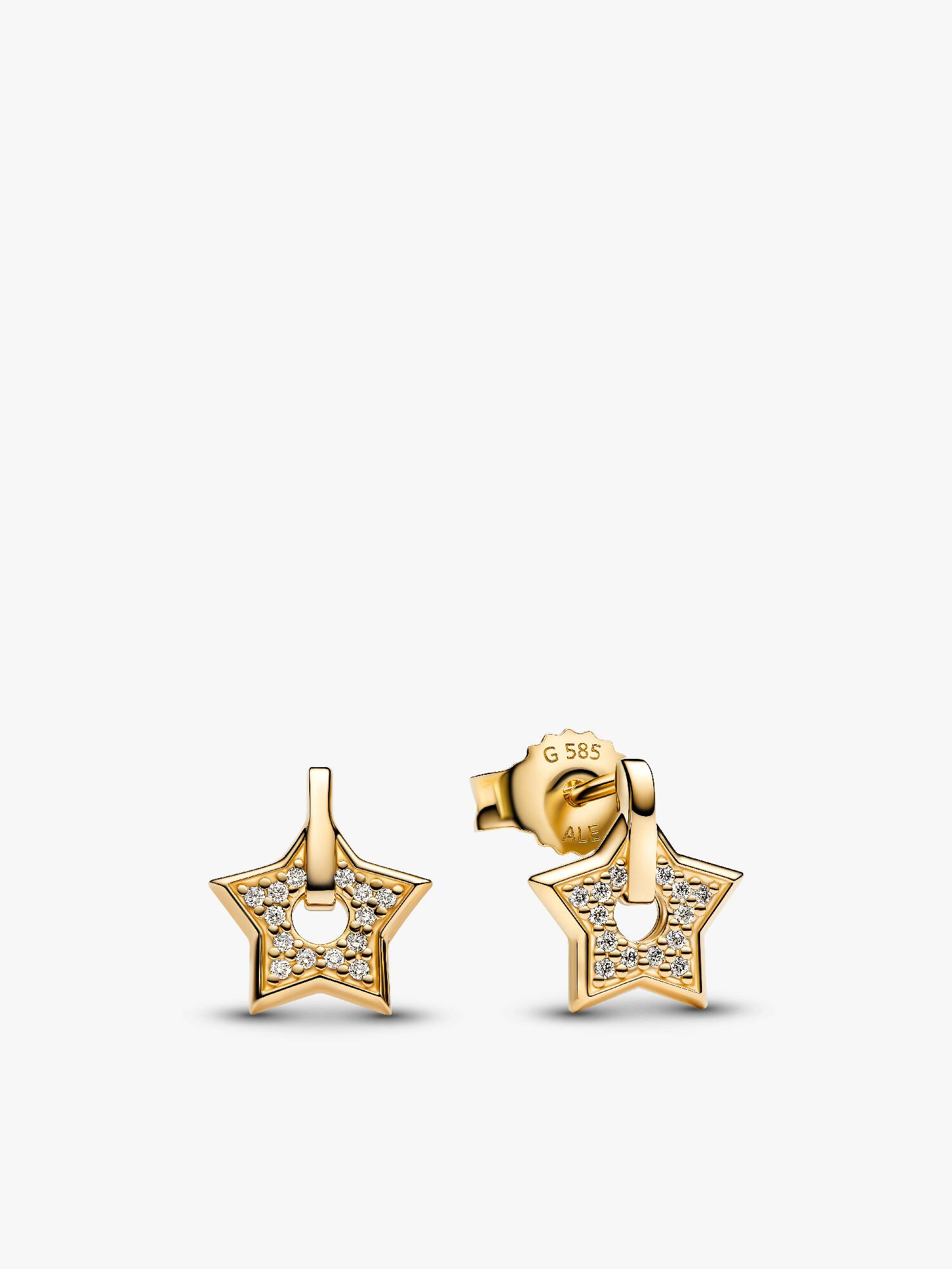 Pandora Talisman 14k Gold Lab-grown Diamond Pavé Star Stud Earrings 