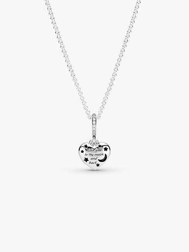FINAL SALE - Sparkling Blue Moon & Stars Heart Necklace