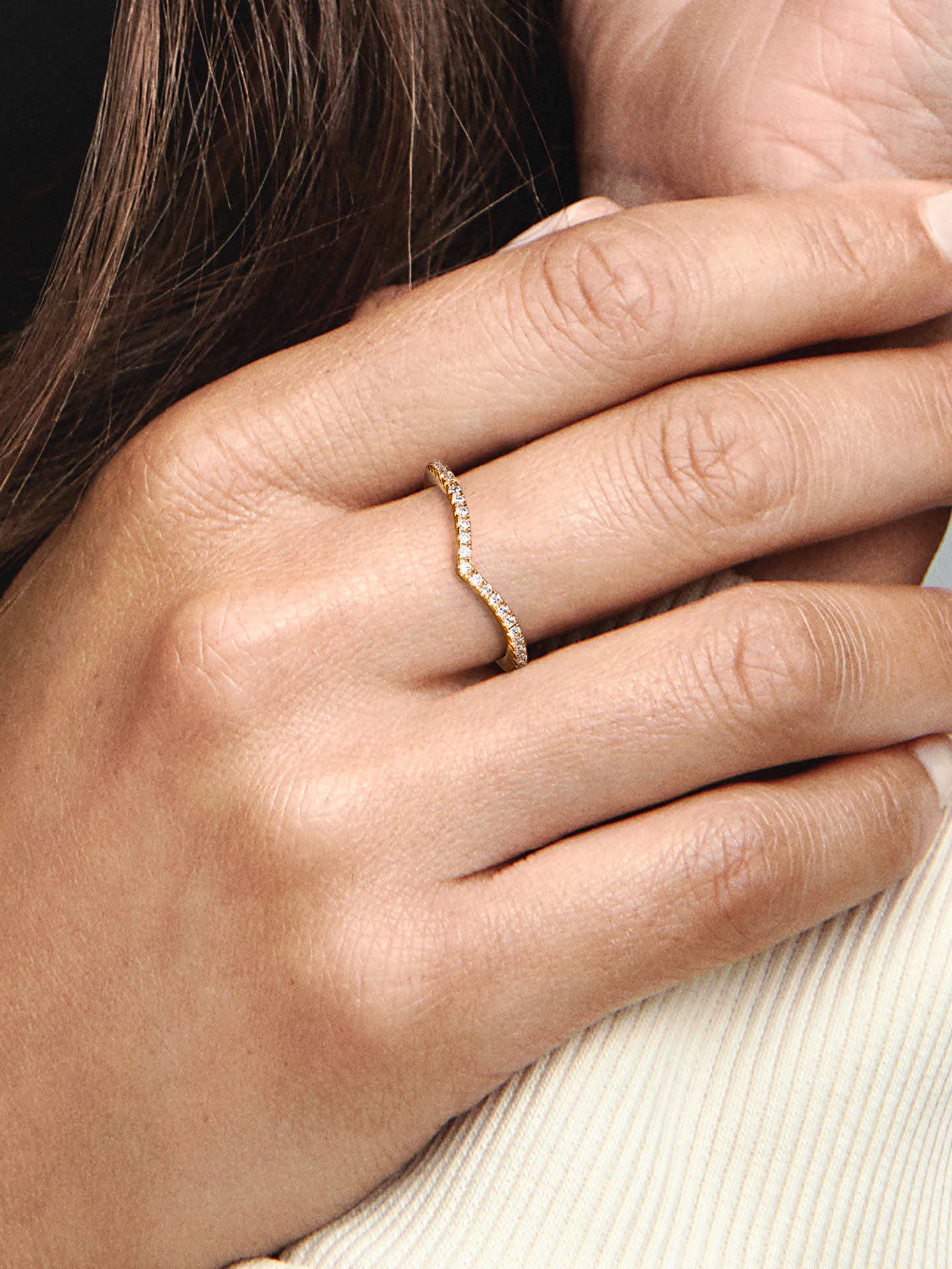 Женское кольцо Pandora Sparkling Wishbone, Gold plated, цвет: Позолоченный — фото 3