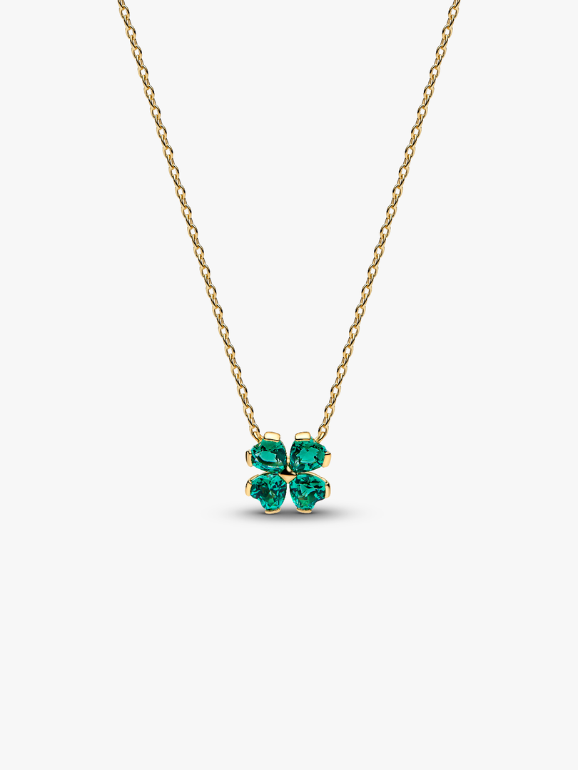 Green Lucky Clover Pendant Necklace