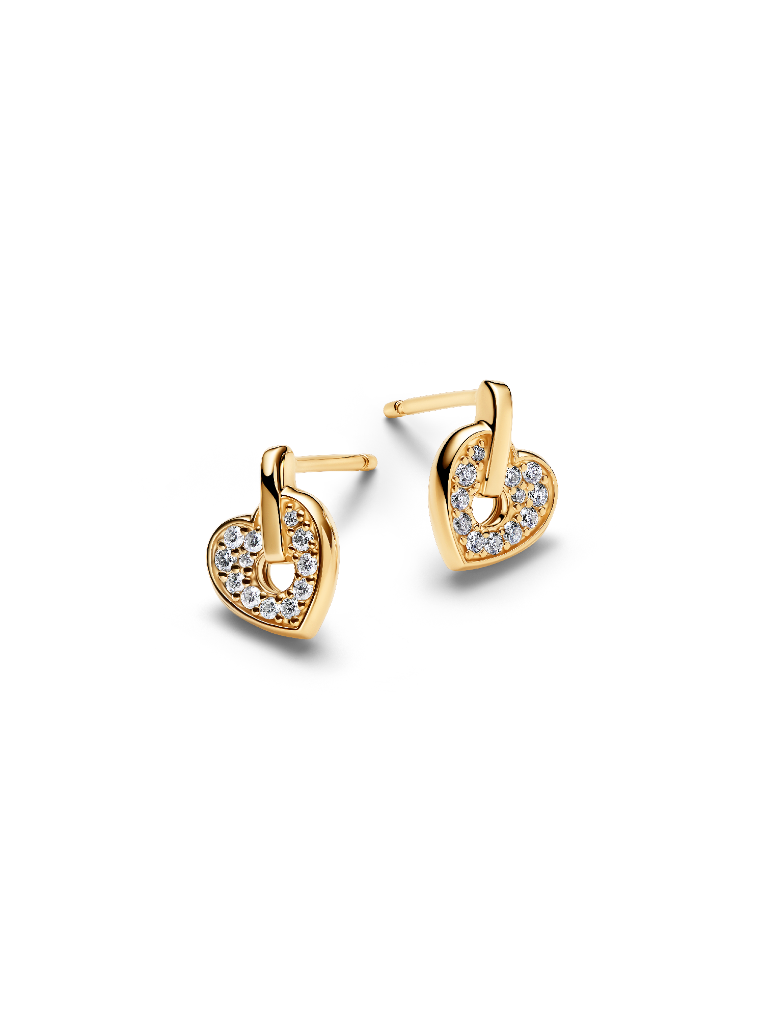Pandora Talisman 14k Gold Lab-grown Diamond Pavé Heart Stud Earrings