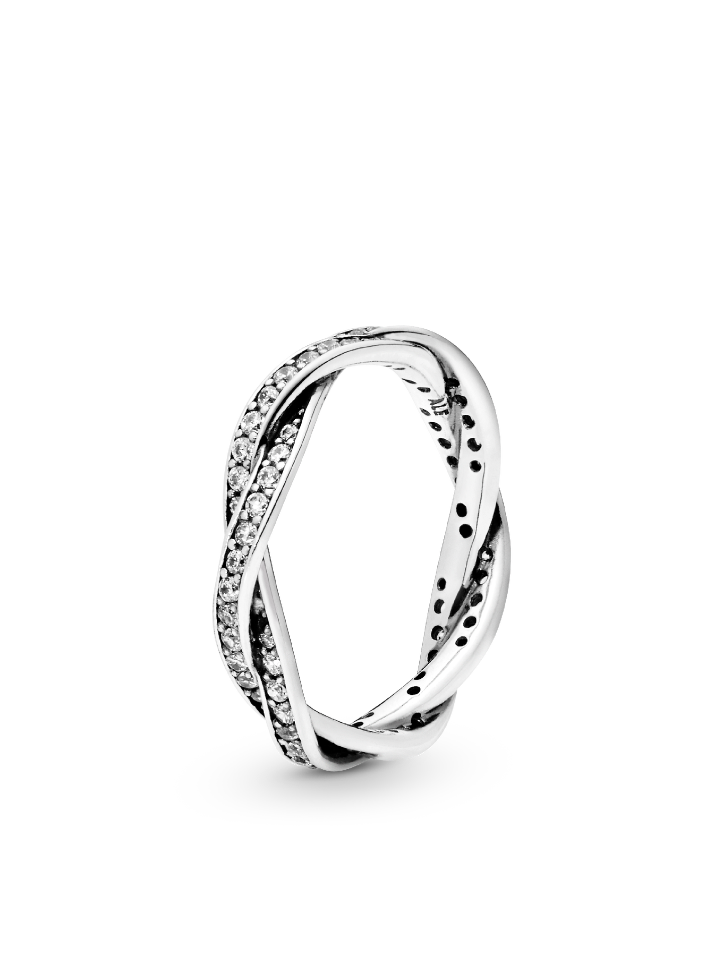 Женское кольцо Pandora Sparkling Twisted Lines, Sterling silver, цвет: Серебро — фото 1