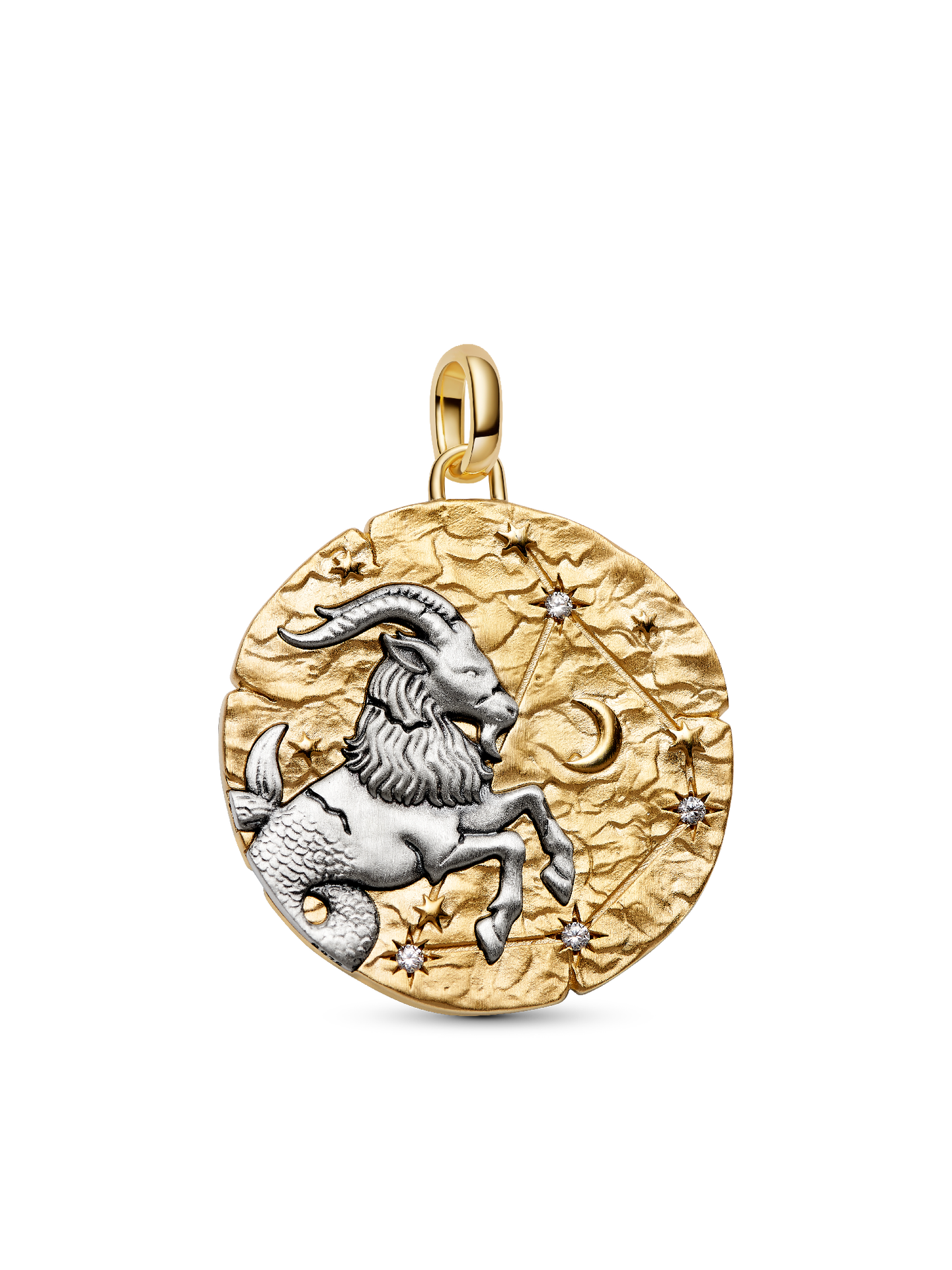 Женский шарм Pandora Capricorn Zodiac Oversized Medallion Charm, цвет: Двухцветный — фото 1