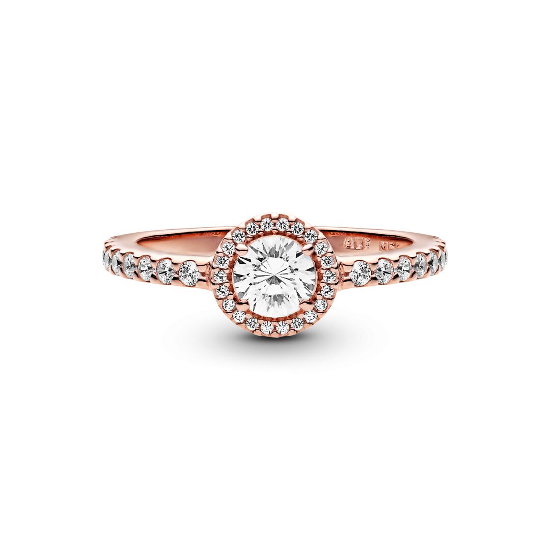 Classic Sparkle Halo Ring