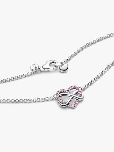 Sparkling Pink Infinity Heart Collier Necklace