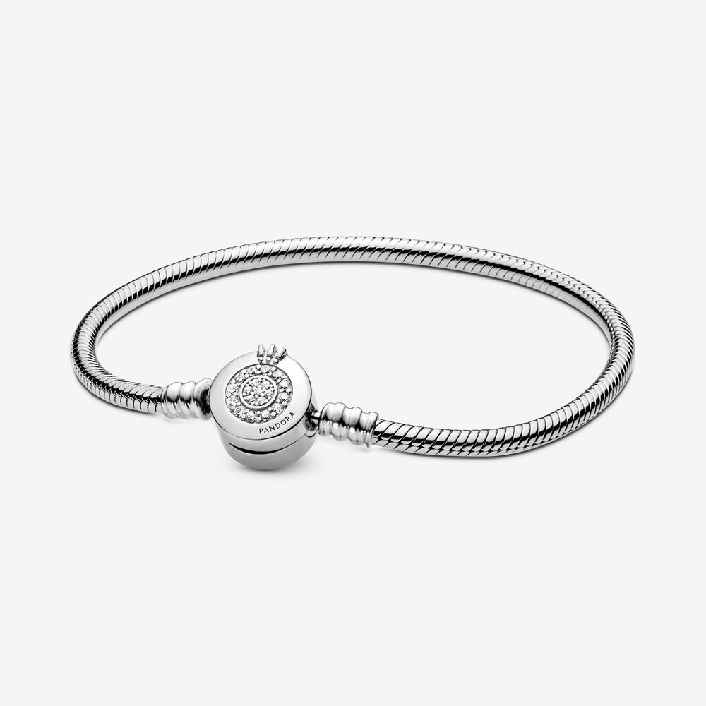 Blootstellen ring Shinkan Pandora Moments Sparkling Crown O Snake Chain Bracelet | Pandora US