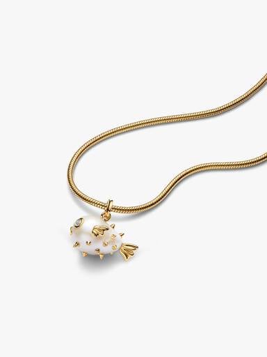 Treated Freshwater Cultured Baroque Pearl Oversized Puffy Fish Pendant