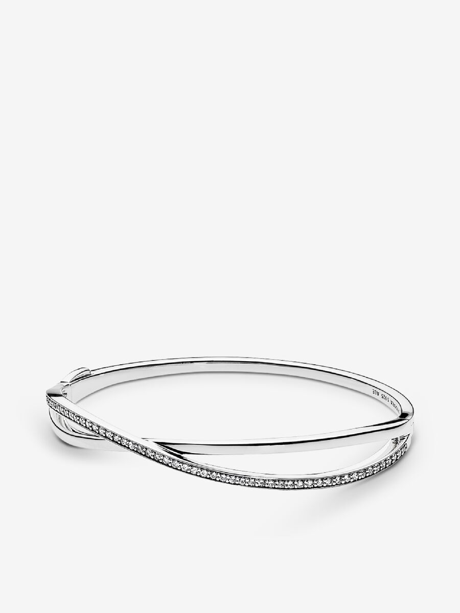 Entwined Bangle Bracelet, Clear CZ