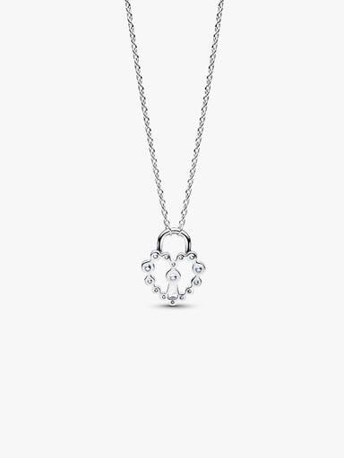 Sparkling Heart Padlock Pendant Necklace