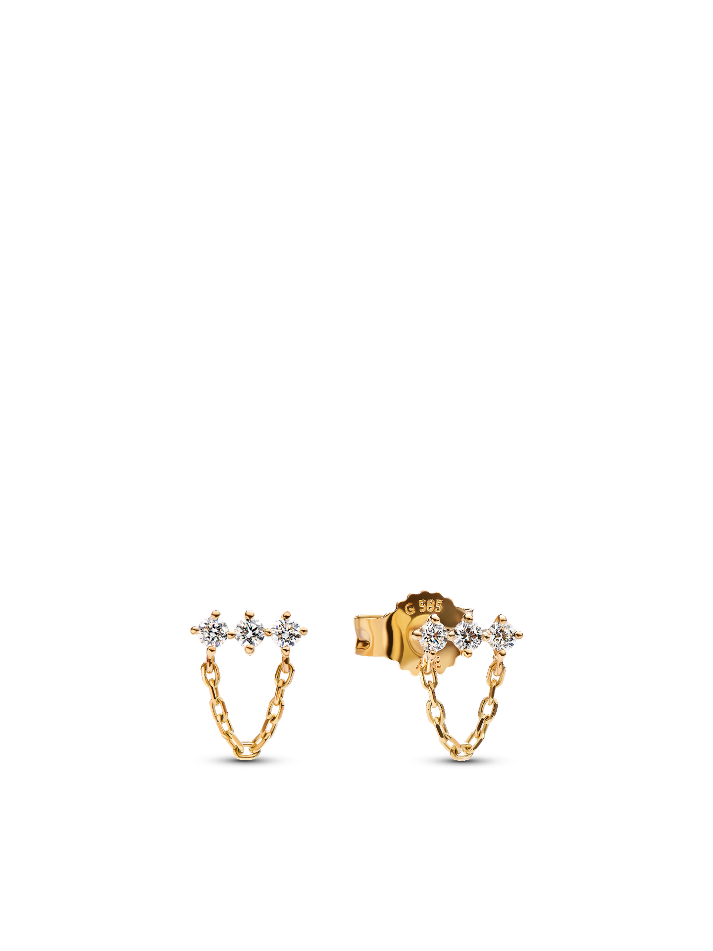 Женские серьги Pandora Era Lab-Grown Diamond Trio Chain, цвет: Золотой — фото 1