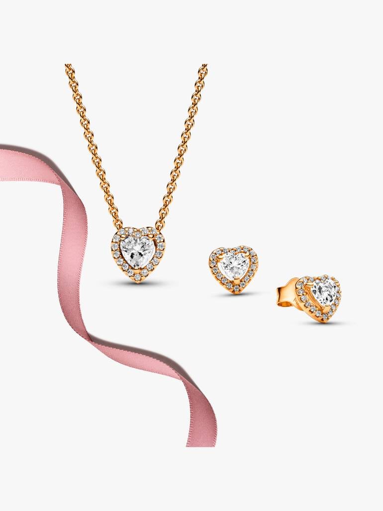 Golden Elevated Heart Jewelry Gift Set