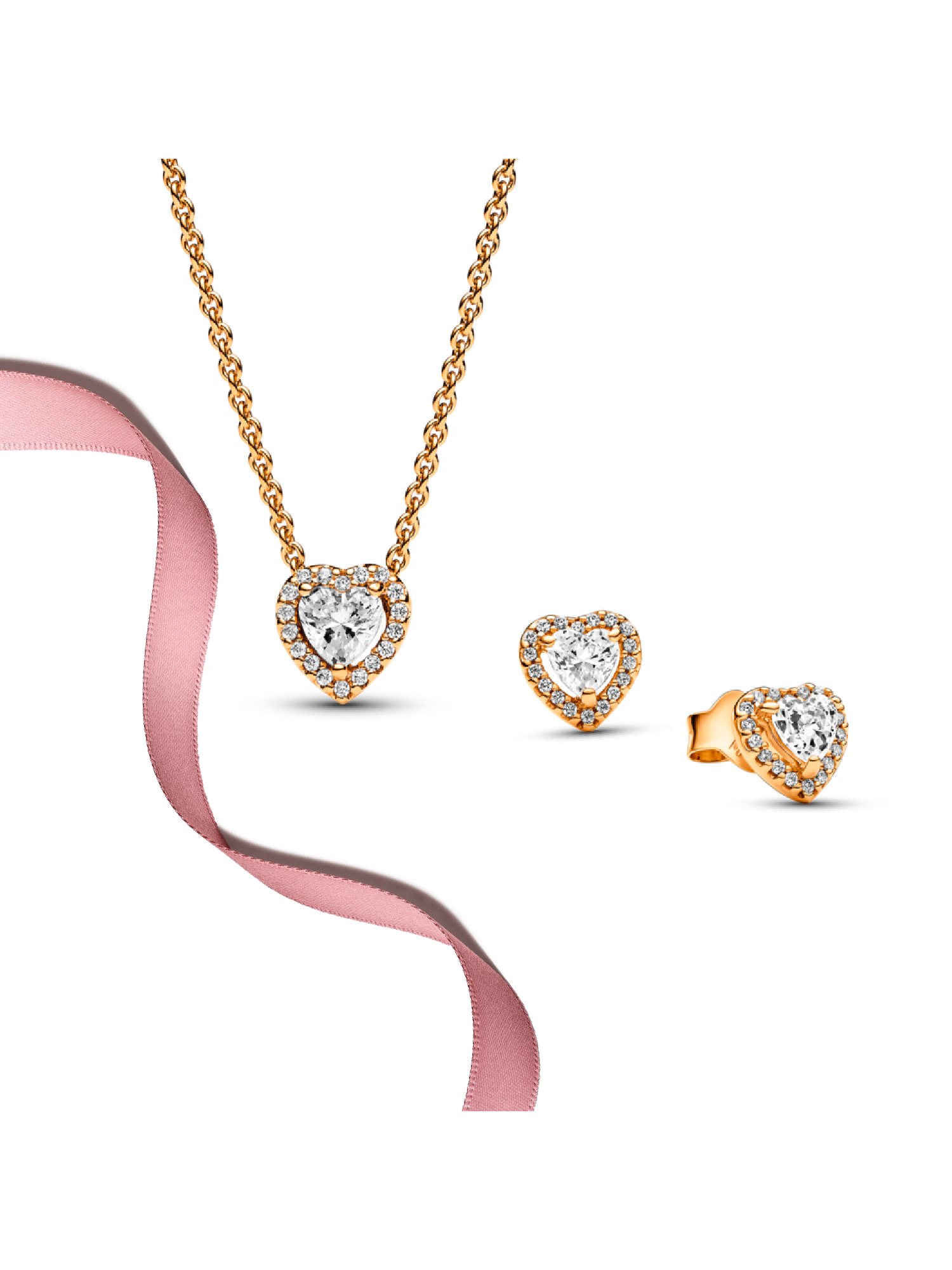Golden Elevated Heart Jewelry Gift Set