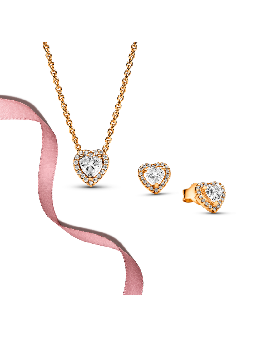 Golden Elevated Heart Jewelry Gift Set