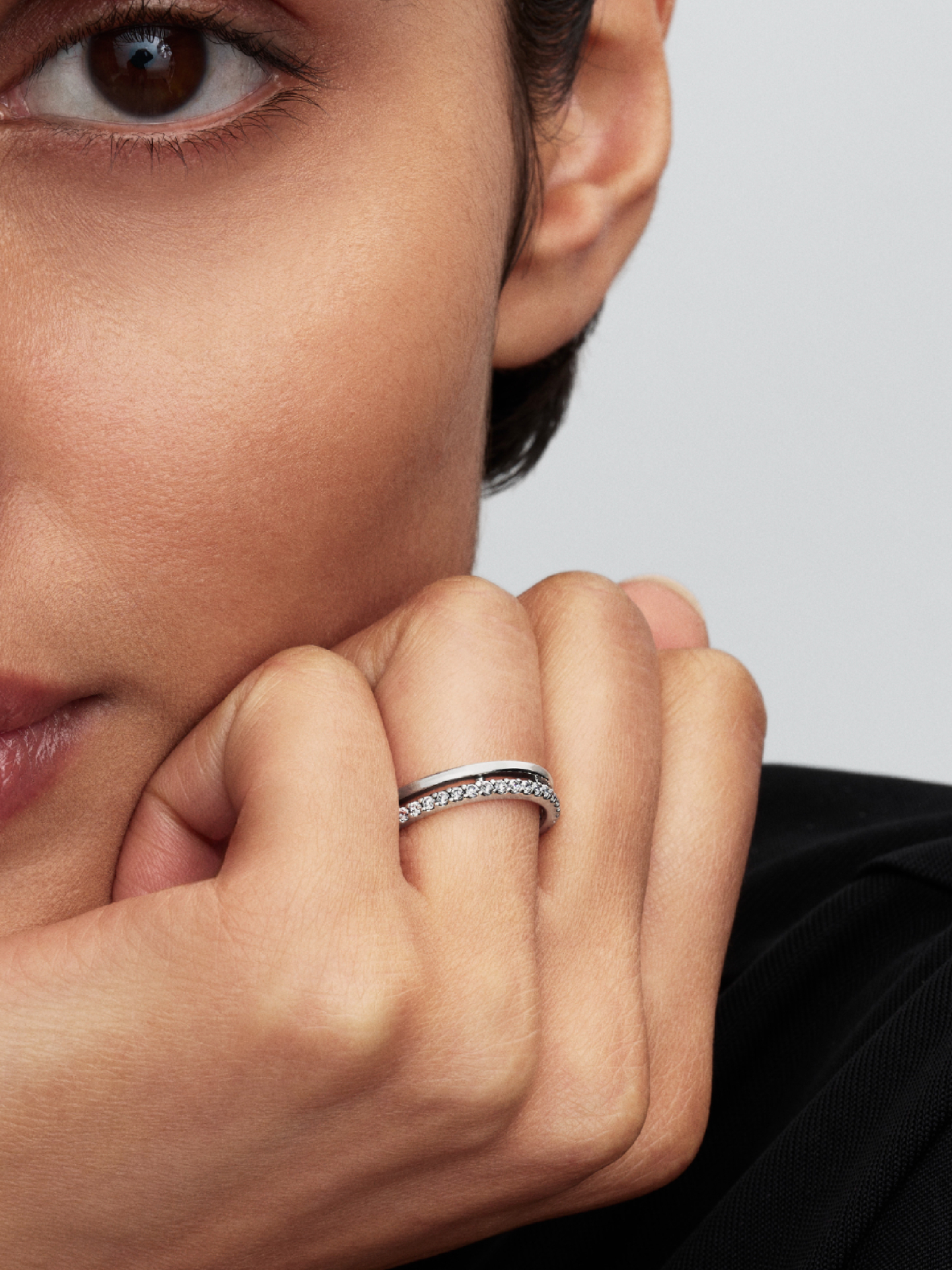 Женское кольцо Pandora Double Band, Sterling silver, цвет: Серебро — фото 3