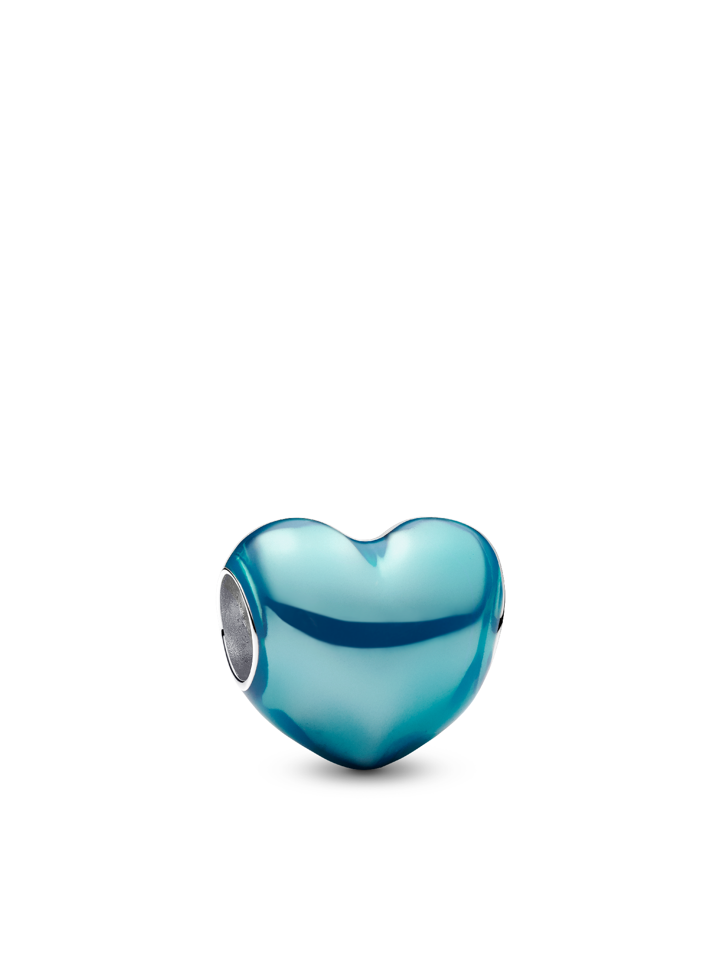 Женский шарм Pandora Metallic Sky Blue Heart Charm, цвет: Серебро — фото 1
