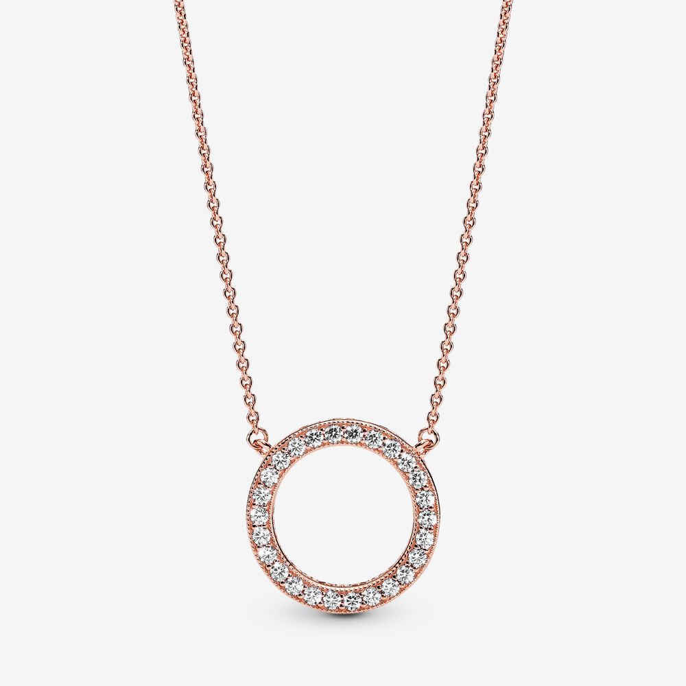Circle Of Sparkle Necklace Rose Gold Plated Pandora Us