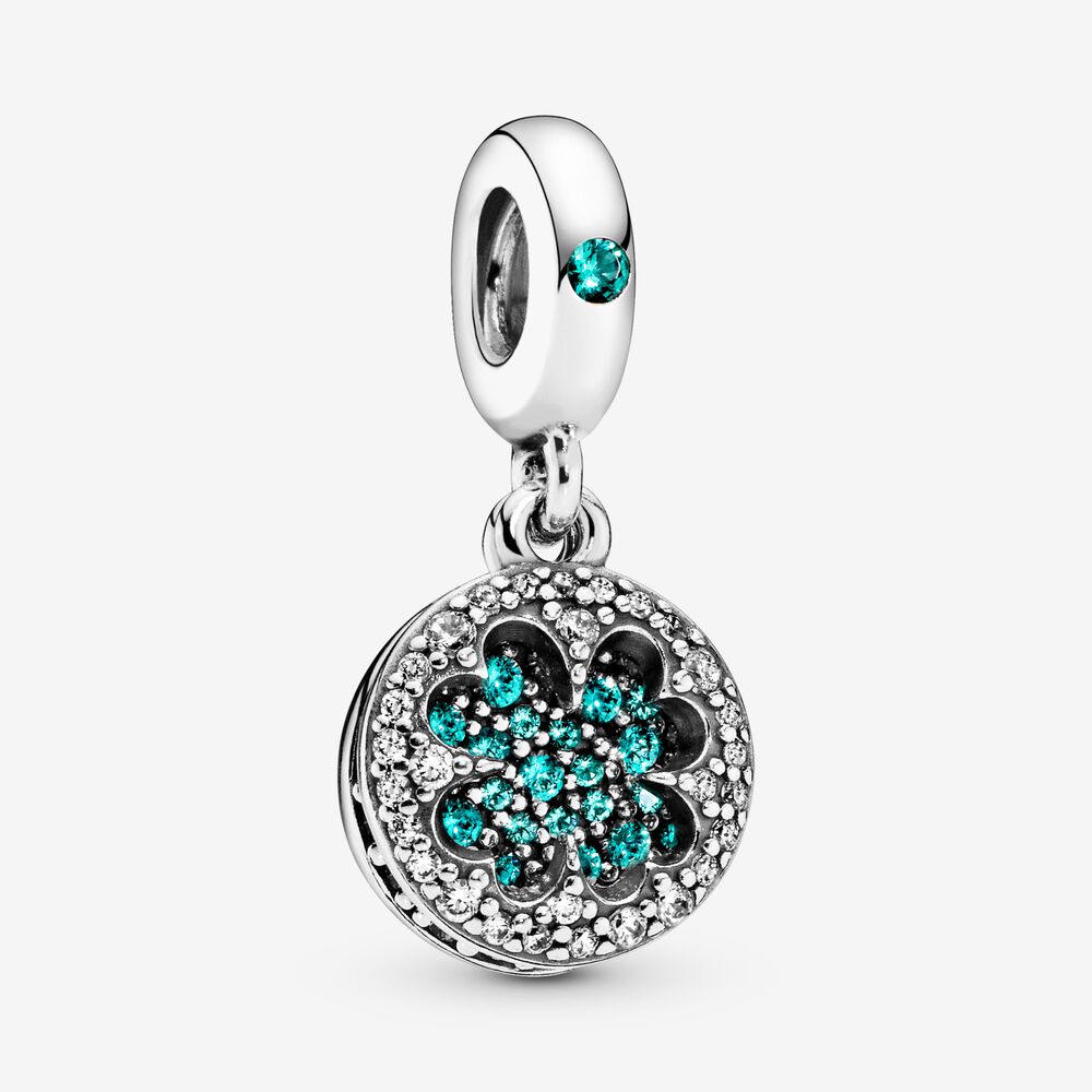 Dazzling Clover Dangle Charm |Good Luck Charm | Sterling silver ...