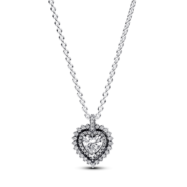 Sparkling Heart Halo Pendant Necklace