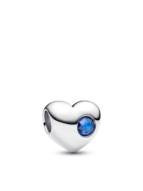 Женский шарм Pandora September Engravable Blue Stone Heart Charm, цвет: Серебро